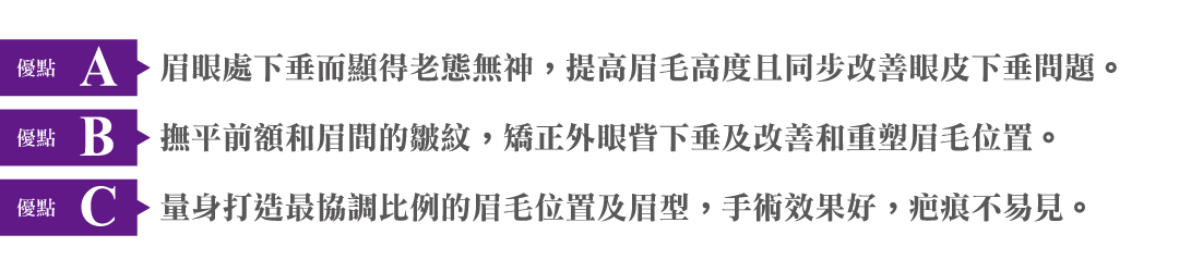 隱痕提眉手術的優點及手術方法