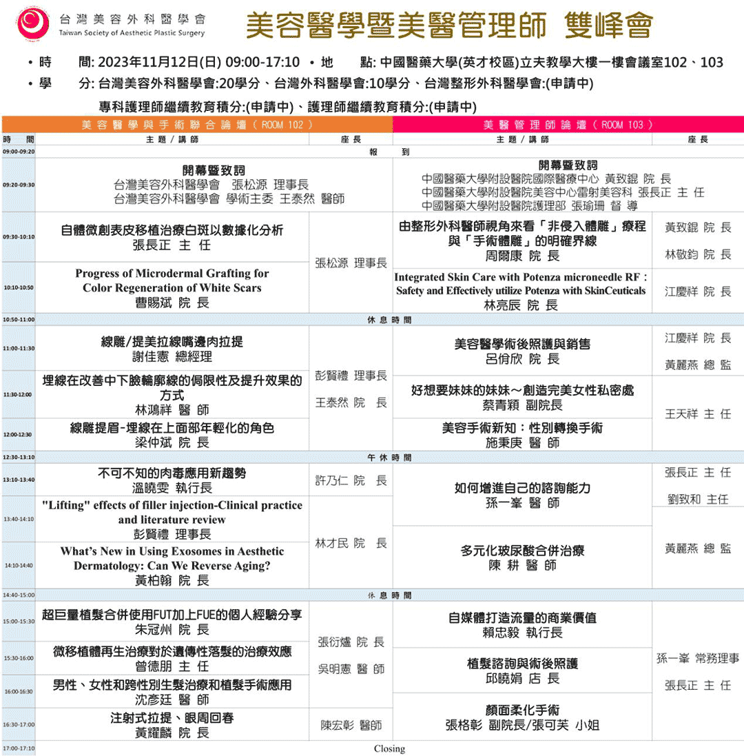 周爾康醫師受邀擔任2023美容醫學暨美醫管理師雙峰會講者